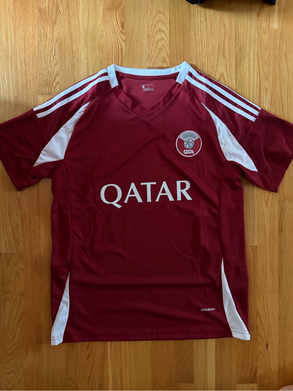 Qatar Maroon Short Sleeve Men's Soccer Jersey